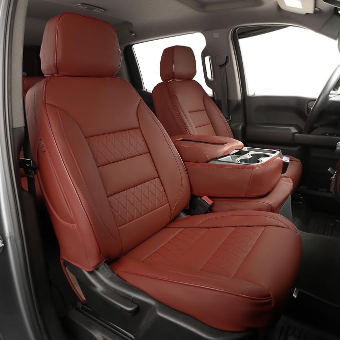 Faux Leather Seat Covers for Chevrolet Silverado — Burgundy