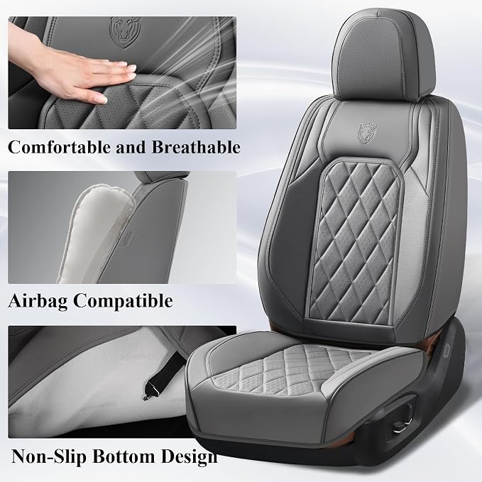 Universal Faux Leather Seat Covers — Full Set — Gray