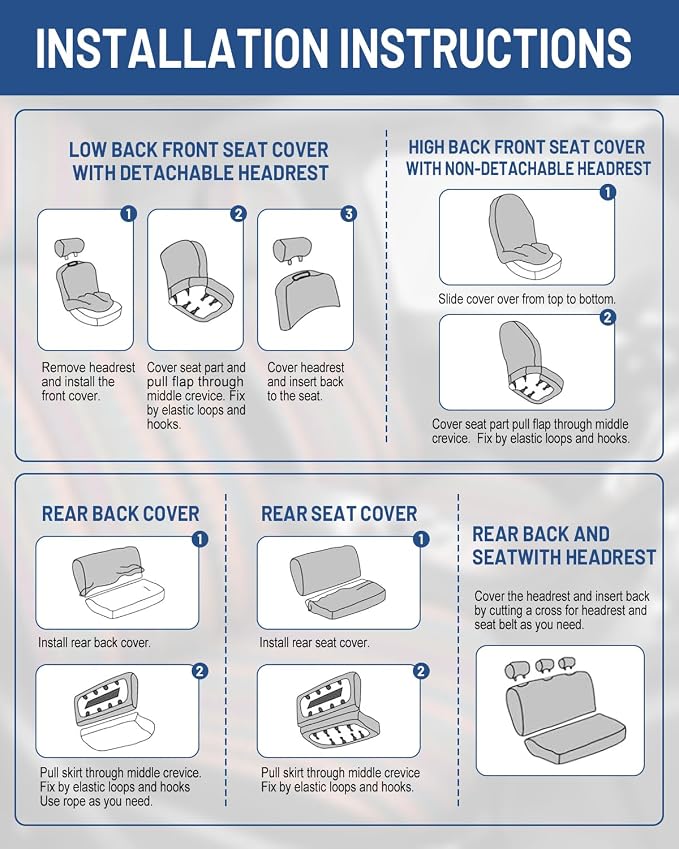 Fabric Car Seat Covers — Full Set — Blue