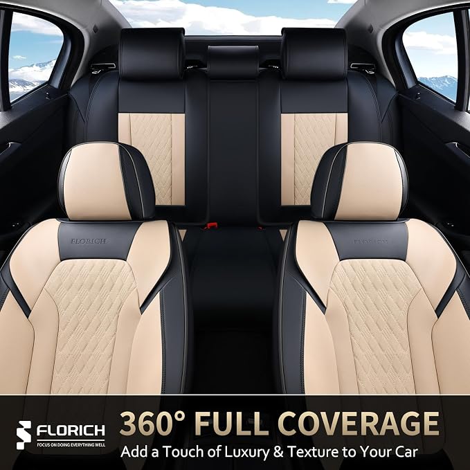 Universal Seat Covers — Full Set — Black / Beige