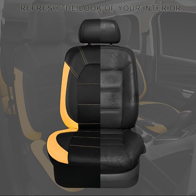 Universal Seat Covers — Full Set — Black / Yellow