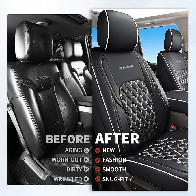 Seat Covers for Multiple Vehicles — Full Set — Black / White