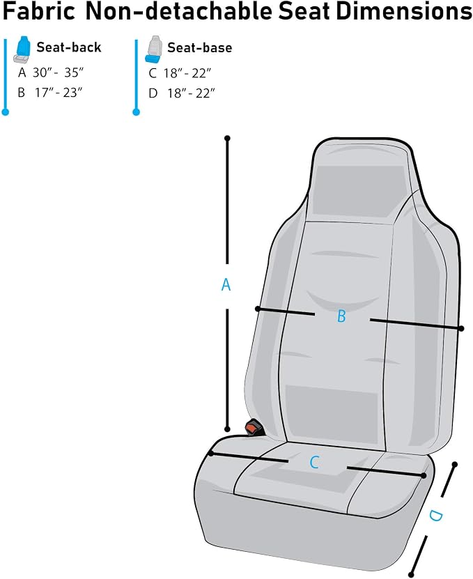 Universal Fabric Seat Covers — Front Seat — Gray