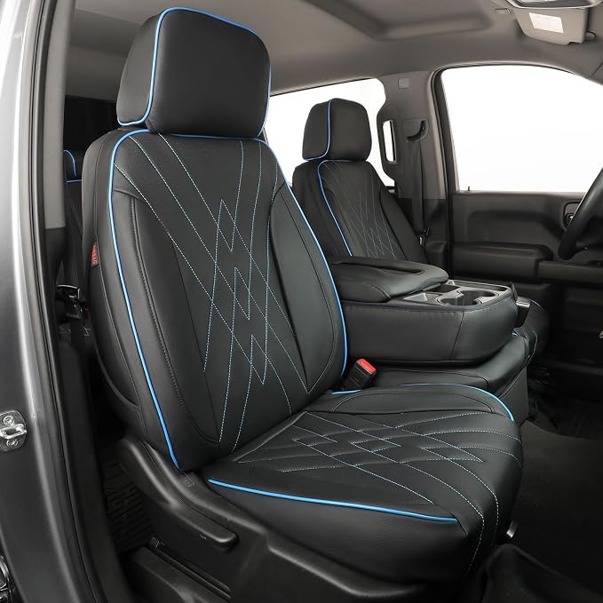 Faux Leather Seat Covers for Chevrolet Silverado — Black / Blue