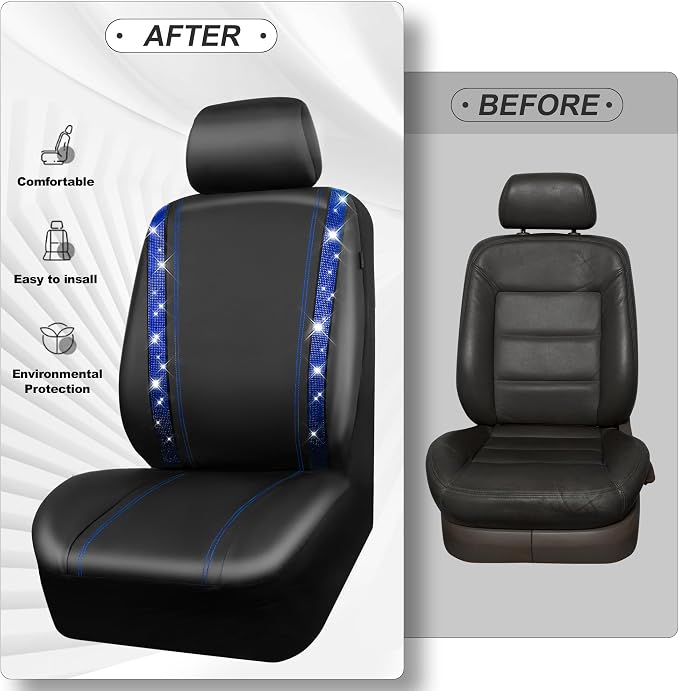 Universal Faux Leather Seat Covers — Full Set — Blue