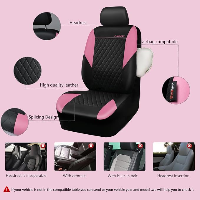 Universal Seat Covers — Full Set — Pink