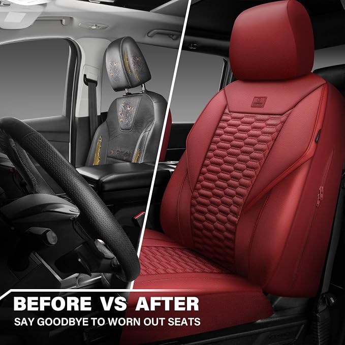 Universal Faux Leather Seat Covers — Front Seat — Burgundy