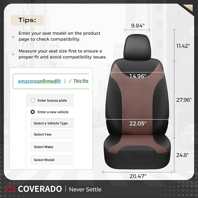 Universal Seat Covers — Full Set — Black / Coffee