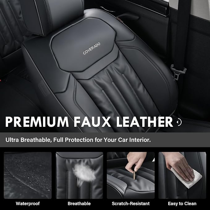 Universal Faux Leather Seat Covers — Front Seat — Black