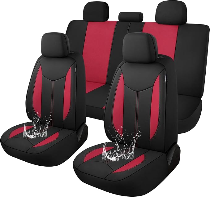 Universal Neoprene Seat Covers — Black / Red