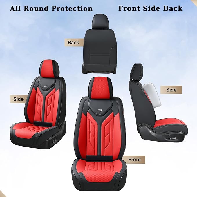 Universal Seat Covers — Full Set — Black / Red