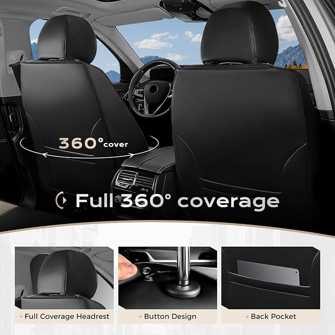 Universal Seat Covers — Front Seat — Black / Beige