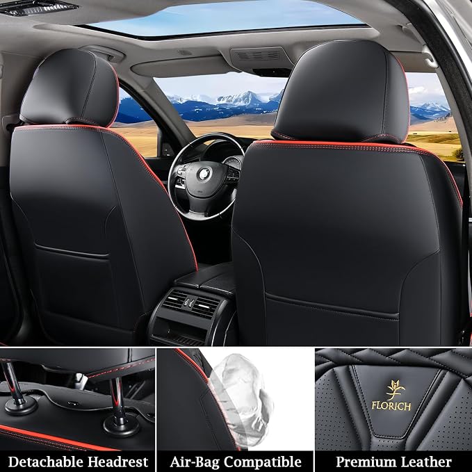 Universal Seat Covers — Full Set — Black / Red