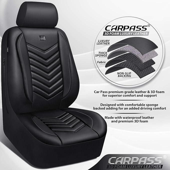 Universal Faux Leather Seat Covers — Full Set — Black