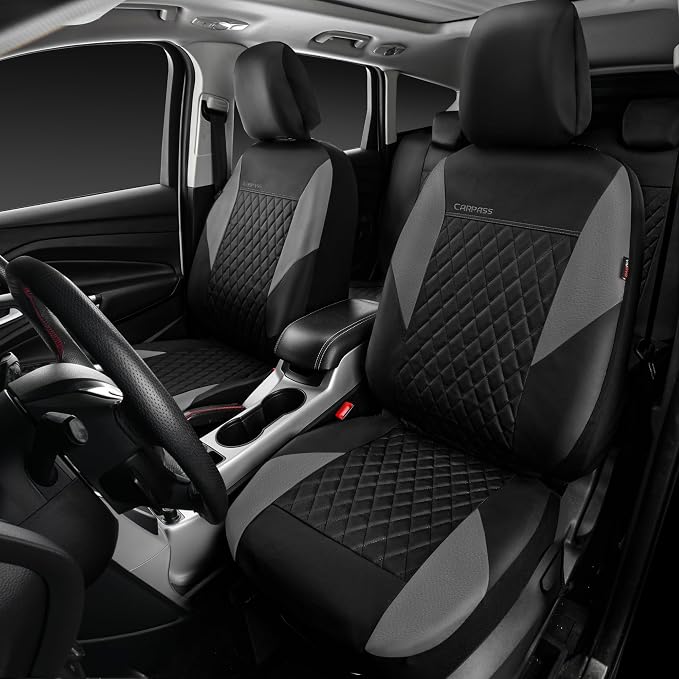 Universal Faux Leather Seat Covers — Full Set — Gray