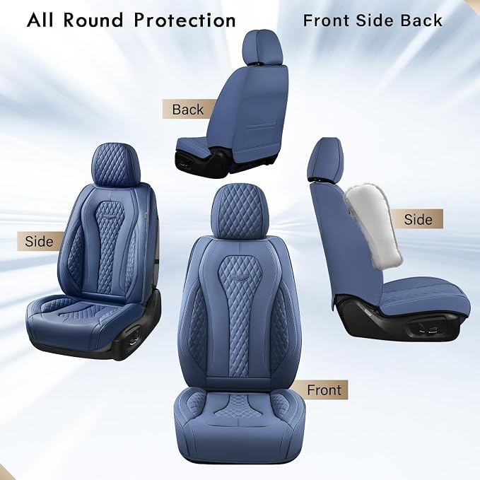 Universal Faux Leather Seat Covers — Front Seat — Blue