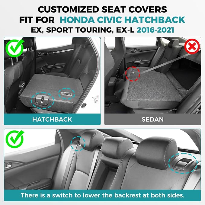 Faux Leather Seat Covers for Honda Civic — Full Set — Black / Gray