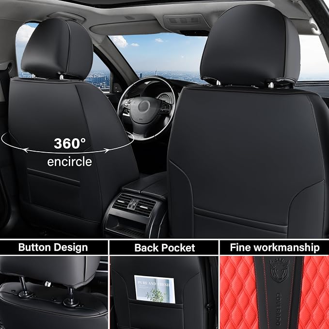 Universal Seat Covers — Full Set — Red / Black