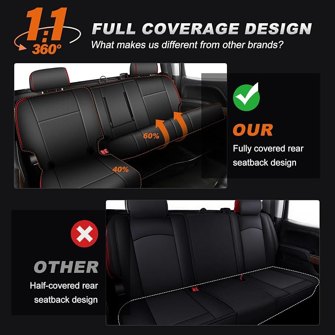 Faux Leather Seat Covers for Chevrolet Silverado / GMC Sierra — Full Set — Black / Red
