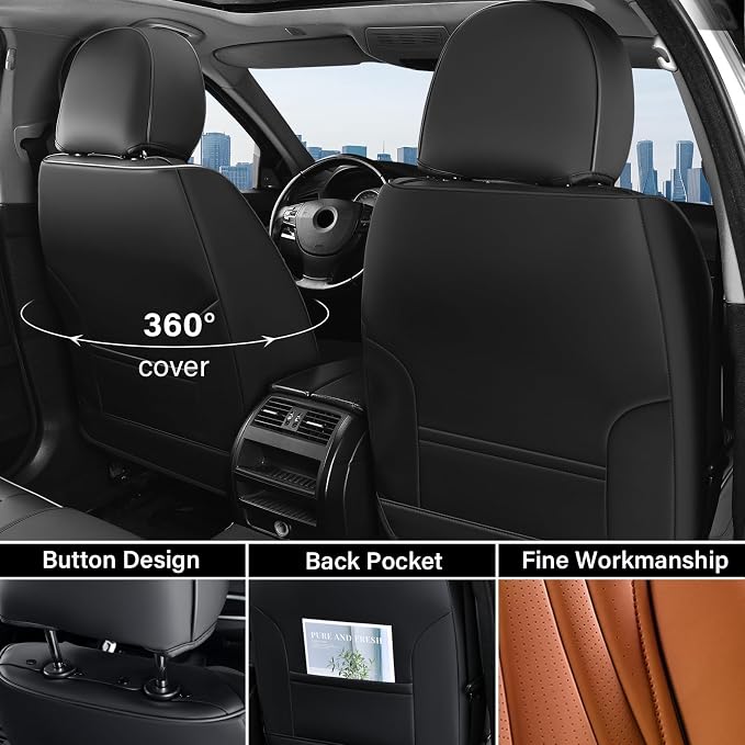 Universal Seat Covers — Full Set — Black / Brown