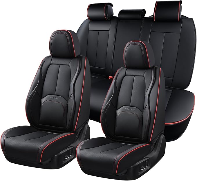 Universal Seat Covers — Full Set — Black / Red