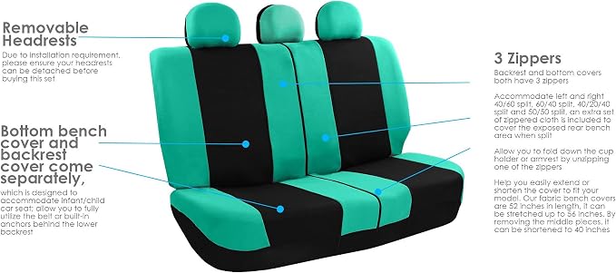 Universal Fabric Seat Covers — Full Set — Black