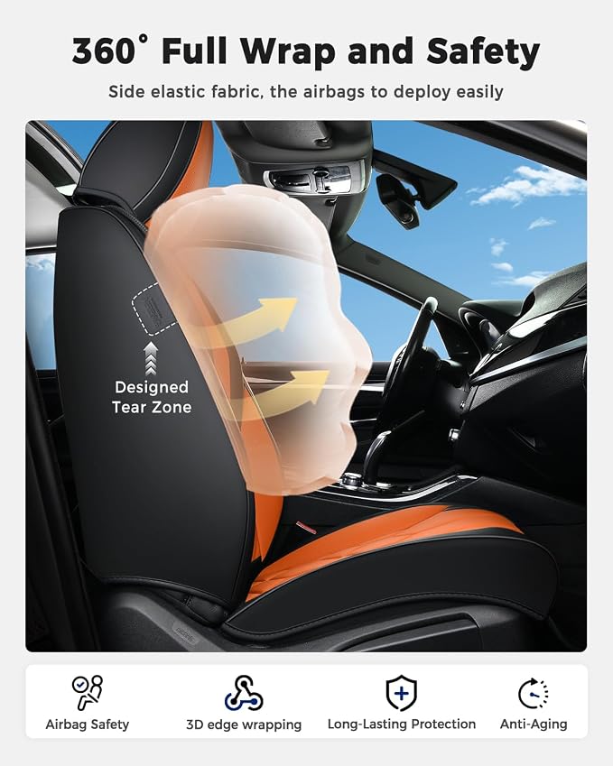 Universal Seat Covers — Front Seat — Black / Orange