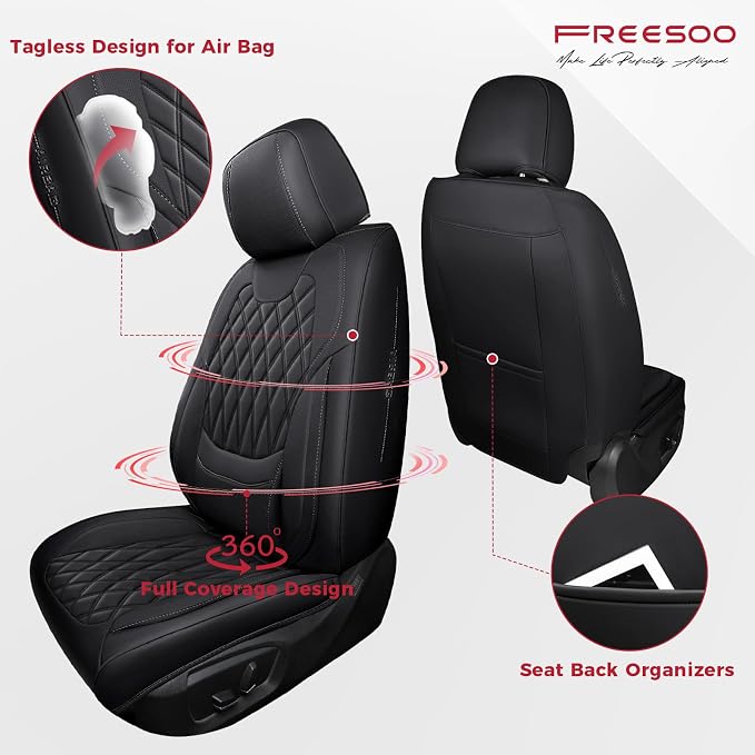 Universal Faux Leather Seat Covers — Full Set — Black