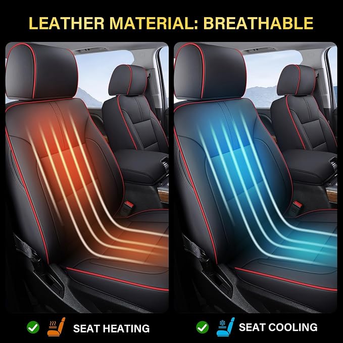Faux Leather Seat Covers for Chevrolet Silverado / GMC Sierra — Full Set — Red