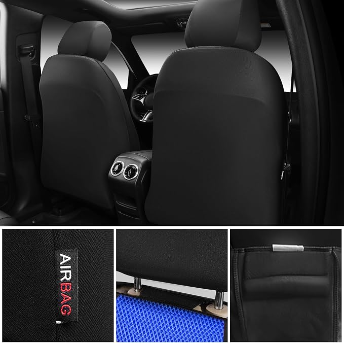 Universal Fabric Seat Covers — Front Seat — Black / Blue