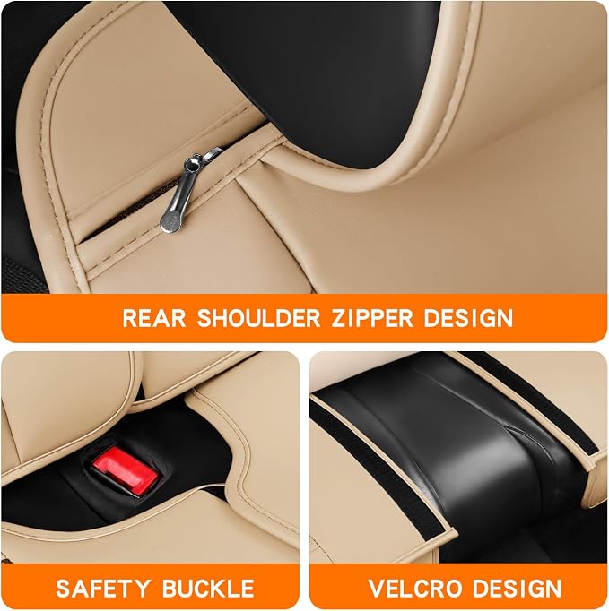 Universal Seat Covers — Full Set — Black / Beige