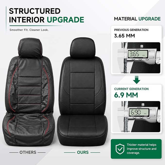 Faux Leather Seat Covers for Multiple Vehicles — Front Seat — Black