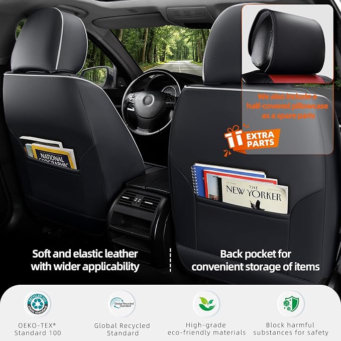 Universal Seat Covers — Full Set — Black / Red