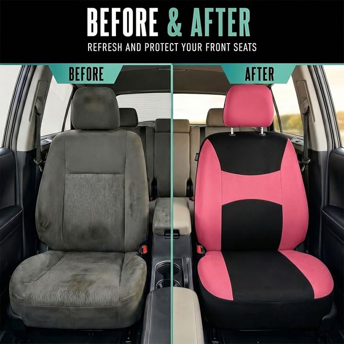 Universal Fabric Seat Covers — Full Set — Pink