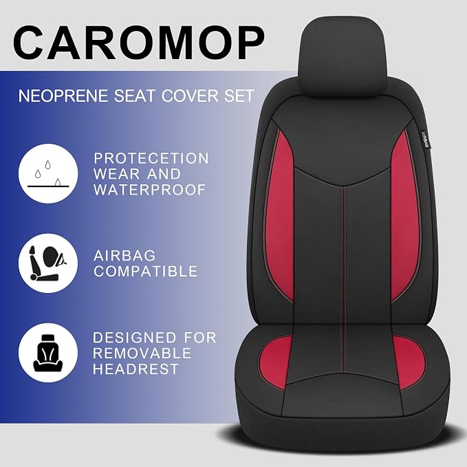 Universal Neoprene Seat Covers — Black / Red