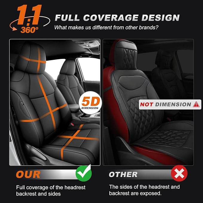 Faux Leather Seat Covers for Toyota RAV4 — Full Set — Black