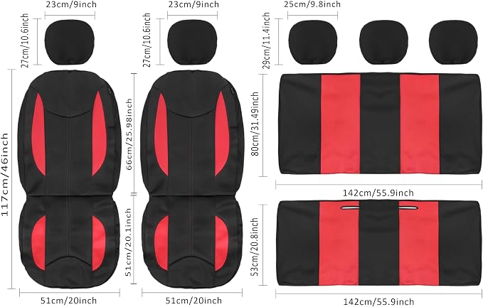 Universal Neoprene Seat Covers — Black / Red