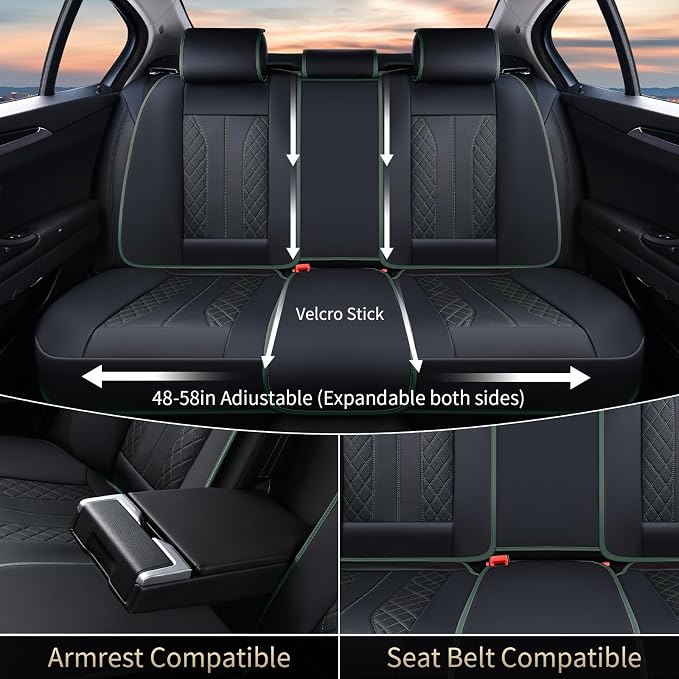 Universal Seat Covers — Full Set — Black / Green