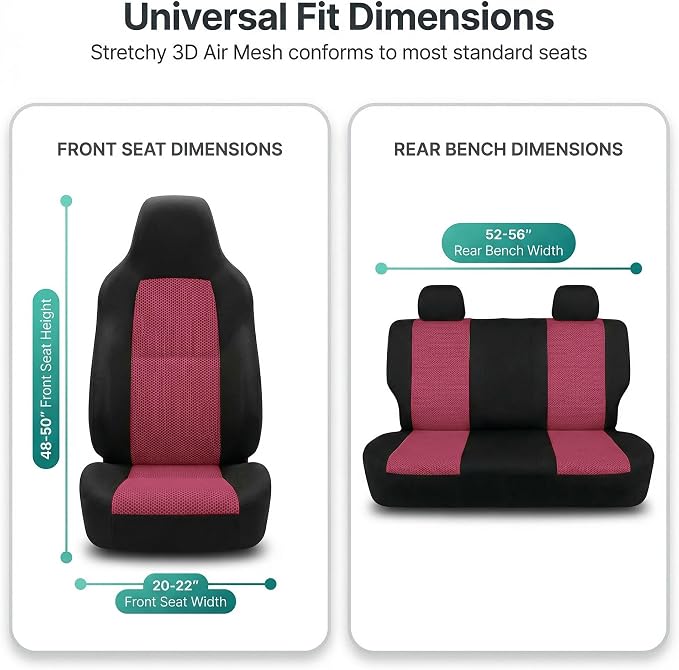 Universal Fabric Seat Covers — Front Seat — Burgundy