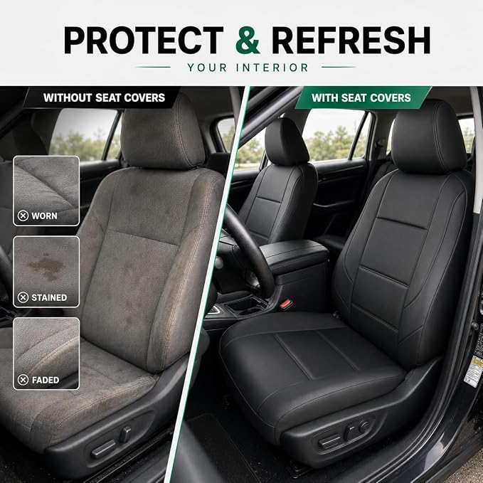 Faux Leather Seat Covers for Multiple Vehicles — Front Seat — Black / Gray