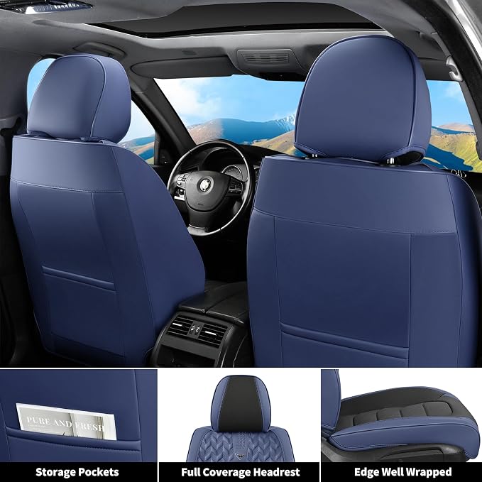 Car Seat Covers — Full Set — Blue / Black