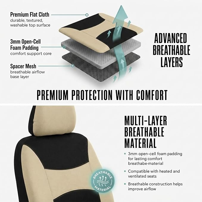 Universal Seat Covers — Beige / Black