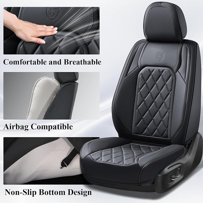 Universal Faux Leather Seat Covers — Full Set — Black