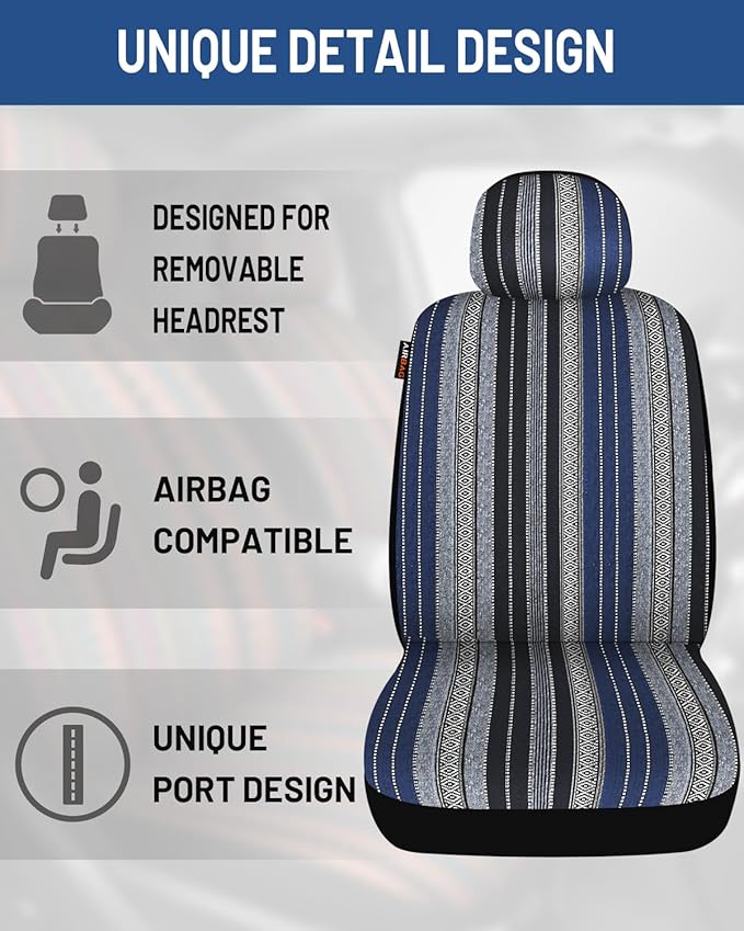 Fabric Car Seat Covers — Full Set — Blue