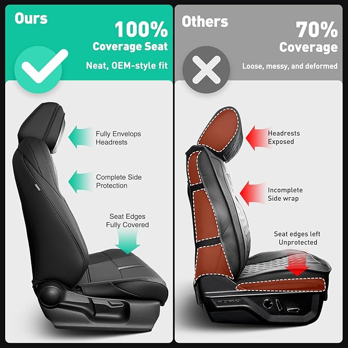Faux Leather Seat Covers for Toyota Tacoma — Full Set — Black