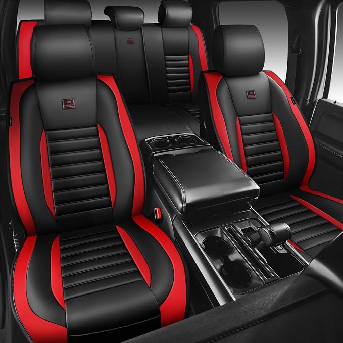 Universal Seat Covers — Full Set — Black / Red