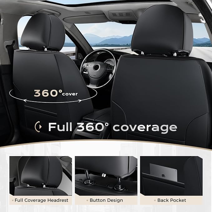 Universal Seat Covers — Full Set — Black / Beige