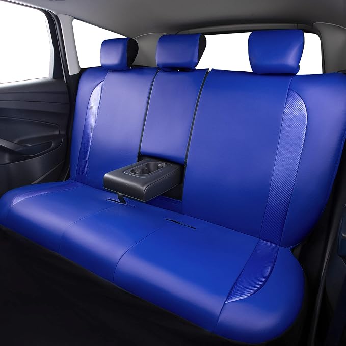 Faux Leather Car Seat Covers — Full Set — Blue
