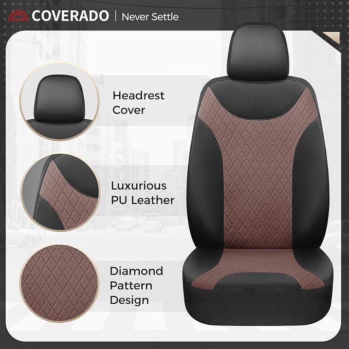Universal Seat Covers — Full Set — Black / Coffee