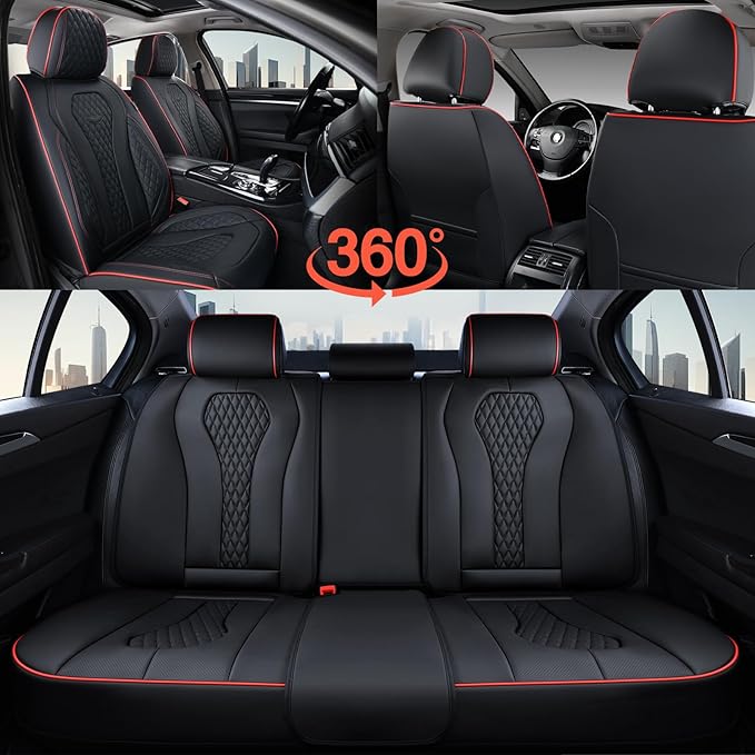 Universal Seat Covers — Full Set — Black / Red
